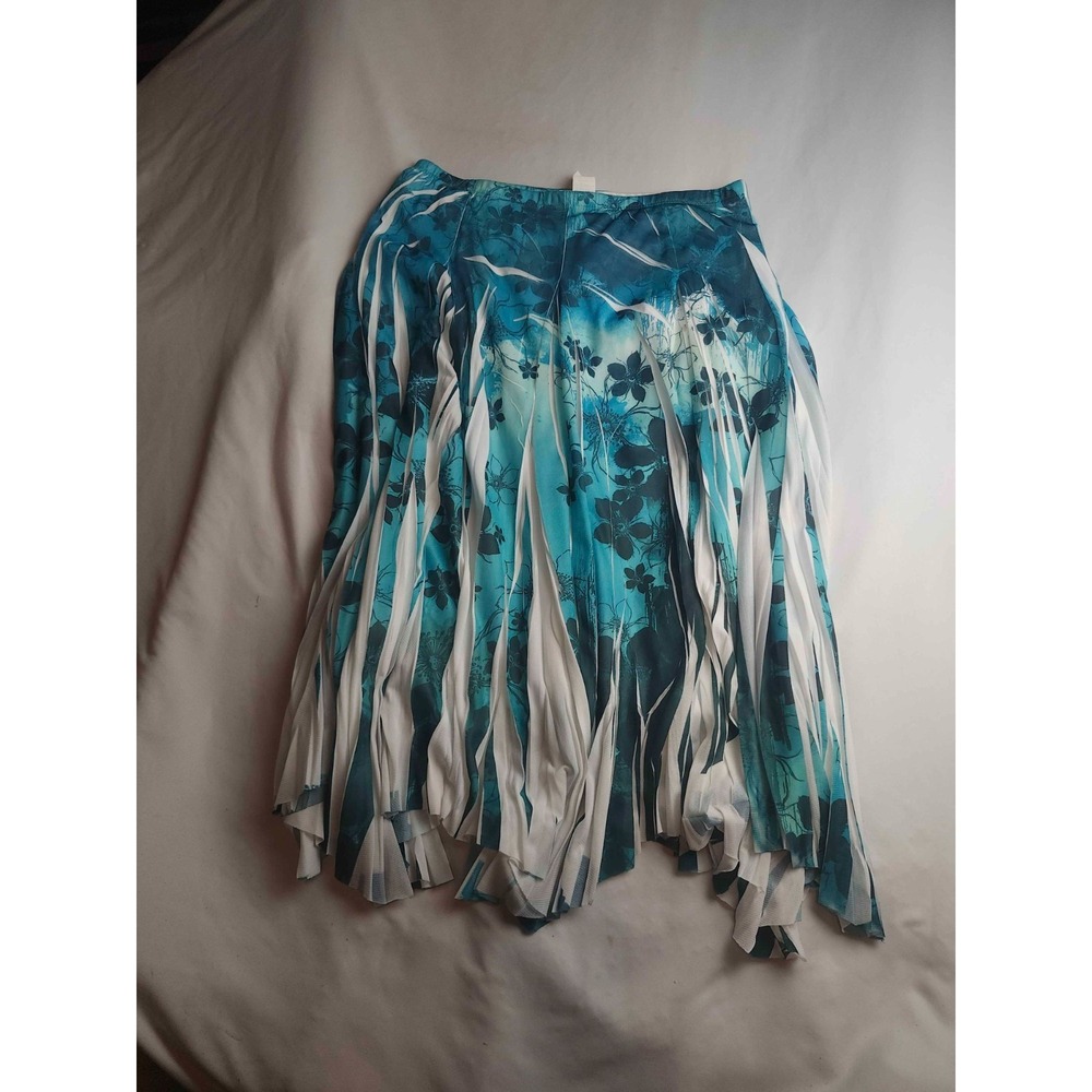 Studio Y Skirt Womens Medium Blue Floral A-Line Midi Pleated Minimalist Classic